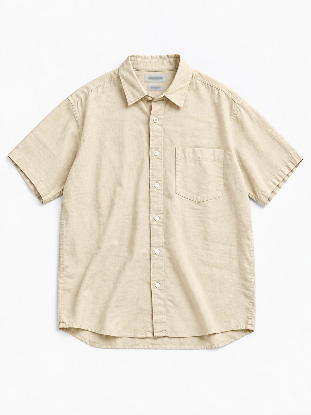 cream linen button up shirt flat lay